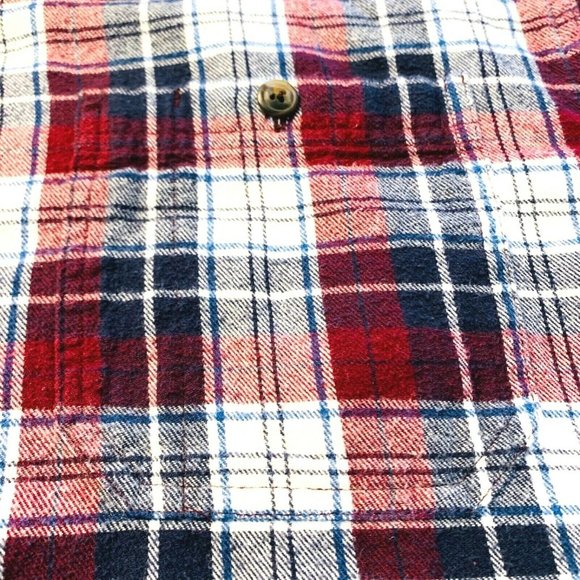 Blue Mountain Button Up Flannel Shirt Plaid Long Sleeve Mens Large L Pocket‎ EUC - Picture 5 of 10